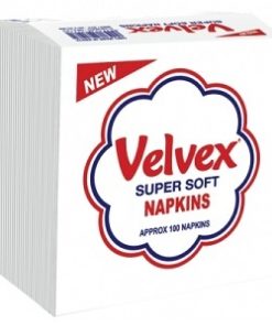 Velvex Premium Serviettes White 100 Sheets