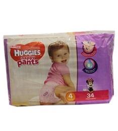 Huggies Nappy Pants Girl Size 4 9-14 kg 34 Pieces